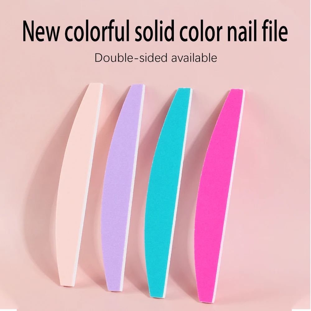 100Pcs/Lot Nail File 180/180 Half Moon Sandpaper Double Side Sanding Polishing Professional Material Nails Accesories Wholesale