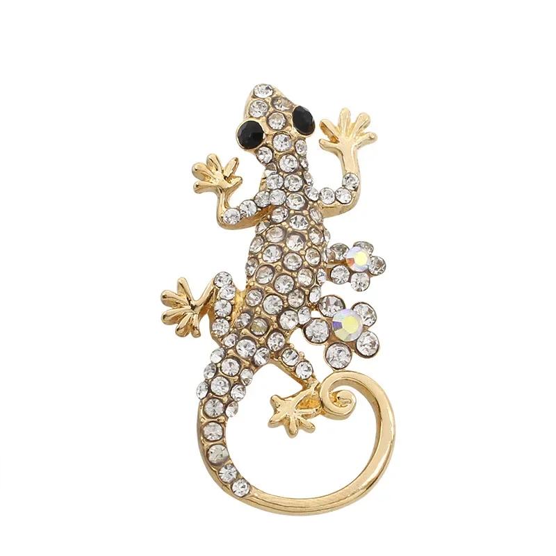 Women Men Crystal Alloy Lizard Gecko Brooch Women's Fashion Accessories