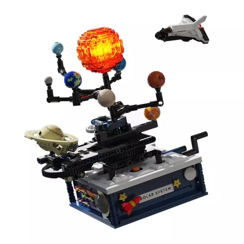 Sistema Solar de universo giratorio, juegos de luces, bloques de construcción, sol, tierra, modelo, serie espacial, bricolaje, ciencia, educación, ladrillos, juguete, regalo para niños