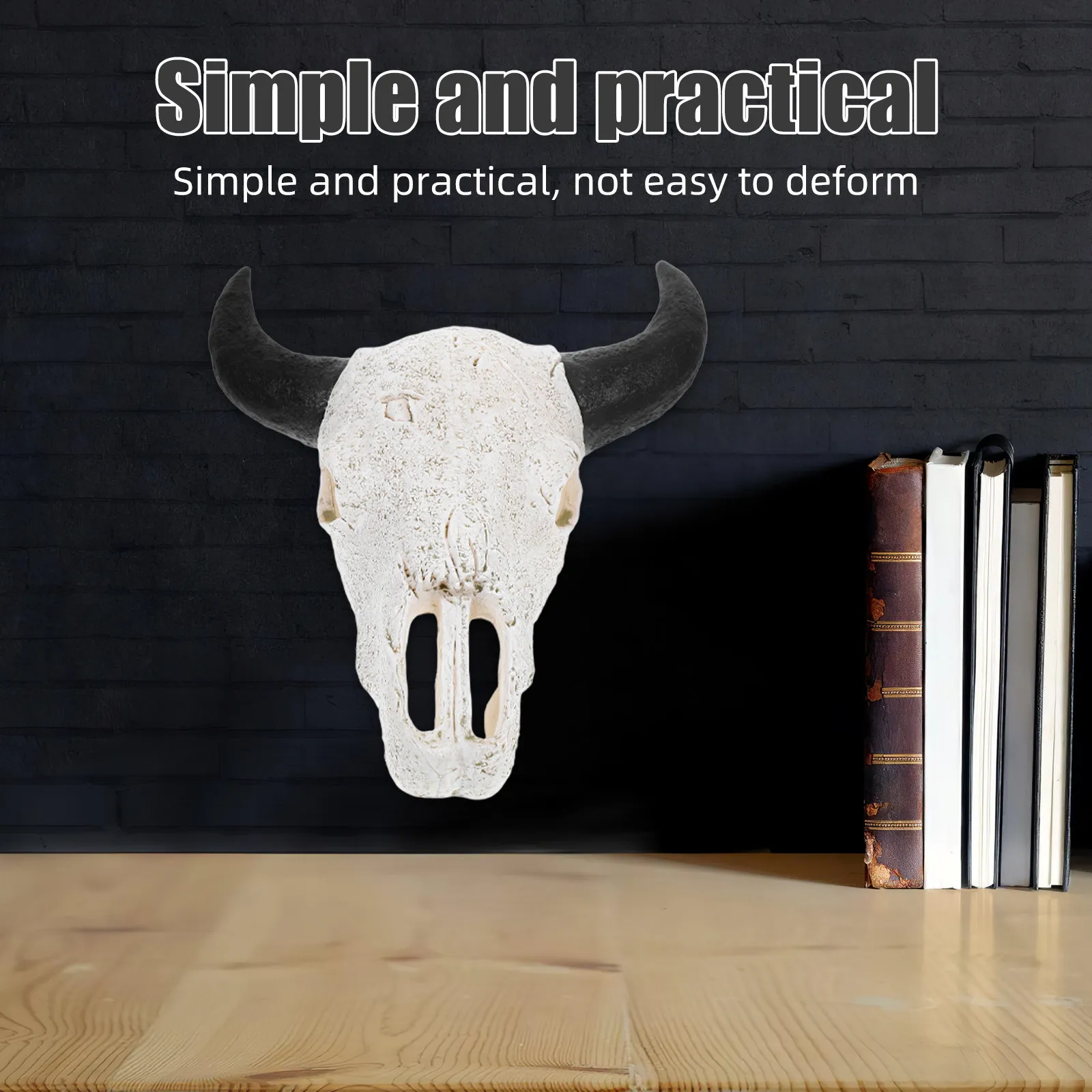 Bull Horn Skull Wall Decor – Realistic Faux Animal Head, Easy Install Wall Mount Decoration for Living Room, Bedroom, Office