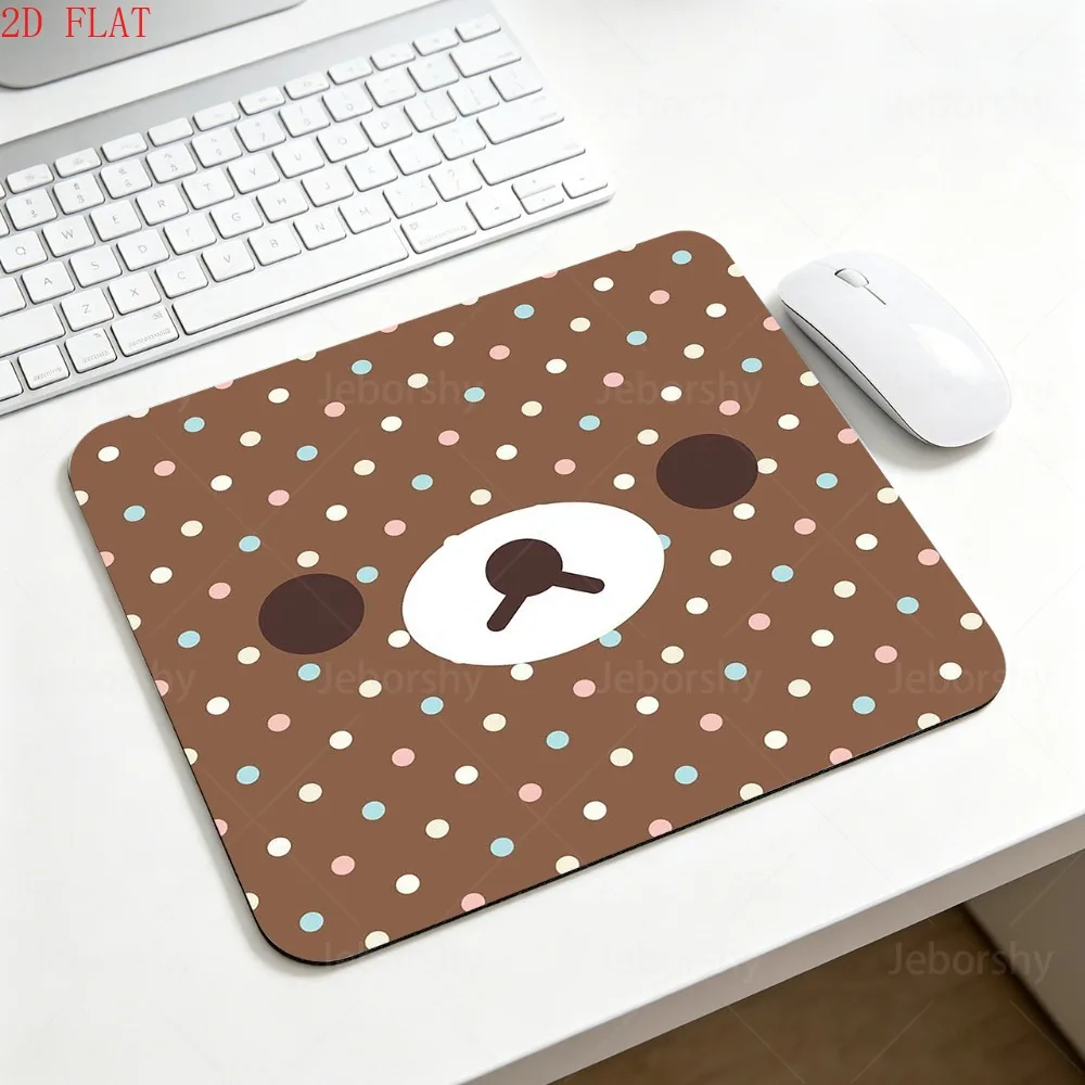 Rilakkuma Kleines Mauspad, niedlicher Bär, gepunktet, rutschfeste Gummiunterseite, Mini-Mauspad für Laptop, PC, Büro, Kawaii, Schreibtischdekoration