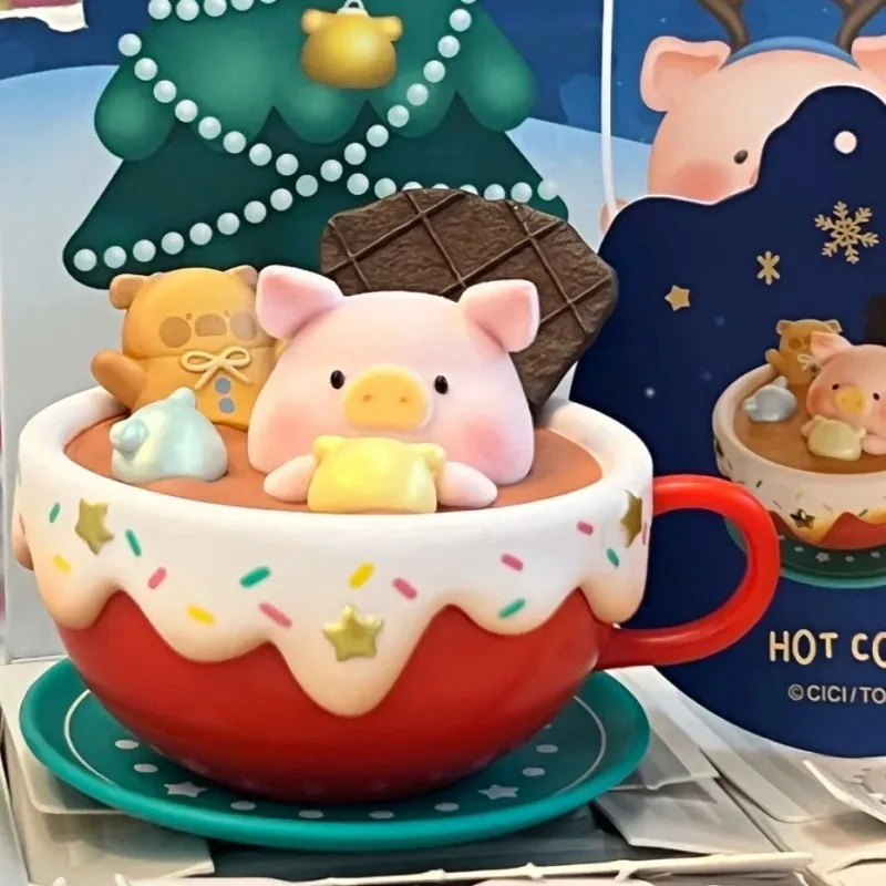 

Original Blind Box Can Lulu Pig Christmas Town Series Mystery Box Cute Pig Doll Desktop Decor Toy Christmas Surprise Gift