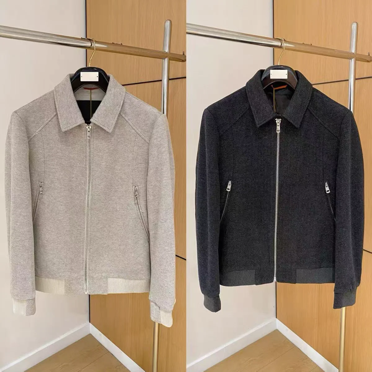 

Faionable Retro Busin Casual Jaet Men's Autumn Winter Flip Collar Coat Slim Fit Long Sve Color Middle Age Men