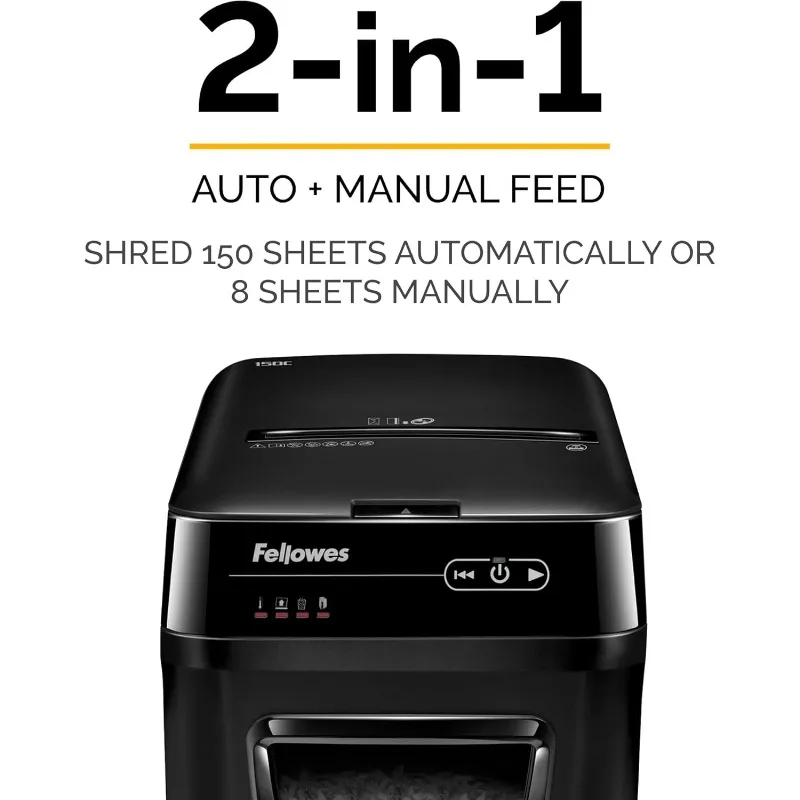 Fellowes AutoMax 150C Cross-Cut 150-Sheet Commercial Paper Shredder with Auto Feed (4694001)