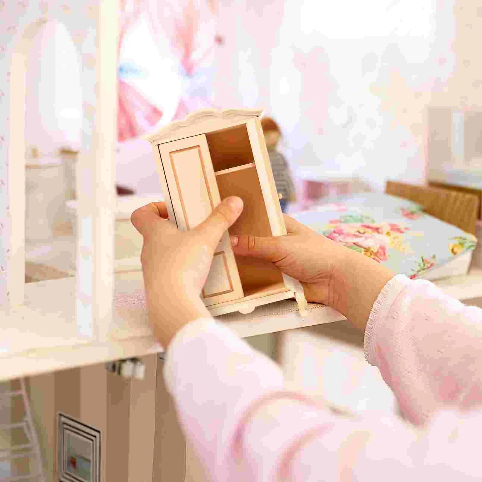 

Cabinet Wardrobe Model Toy 1 12 Simulation Miniature Bedroom Furniture Wooden House Decor Accessories