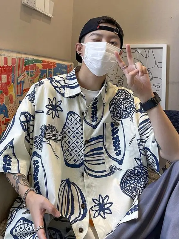 

Ice Silk ort Sve irt Men's Summer plus Size Casual Loose f Sve irt Trendy Brand Faionable Loose Fit Casual S...