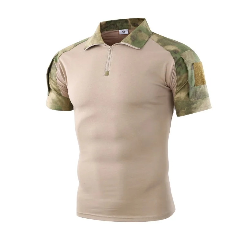 Camo Tactical Shirt Short Sleeve Quick Dry Combat T-Shirt Men\'s Camouflage Military Army T Shirt Outdoor Hunting Hiking Shirts