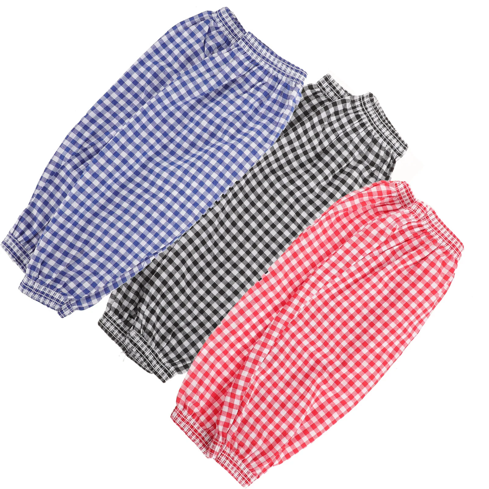 3 Pairs Stain Resistant Check Sleeves Gardening Oversleeves Washing Arm Cuff Kitchen Dish Cleaning Cotton Linen Loose