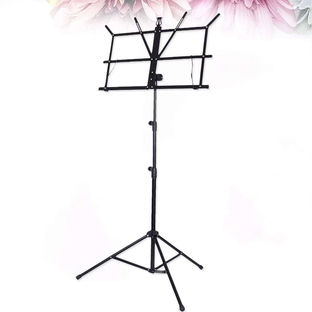 

Adjustable Music Stand Holder Folding Metal Tripod Stand For Guitar Accessories Black Lightweight Non-Slip Portable
