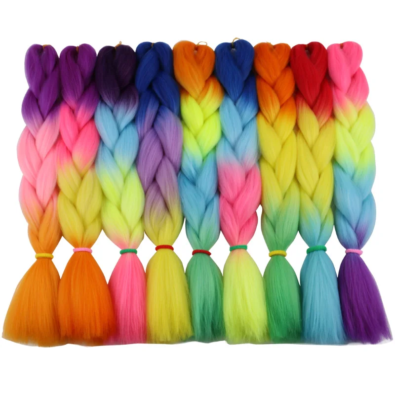 3pcs/lot Synthetic Jumbo Braiding Hair Extensions Ombre Color Low Temperature Braiding Crochet Hair For Festival