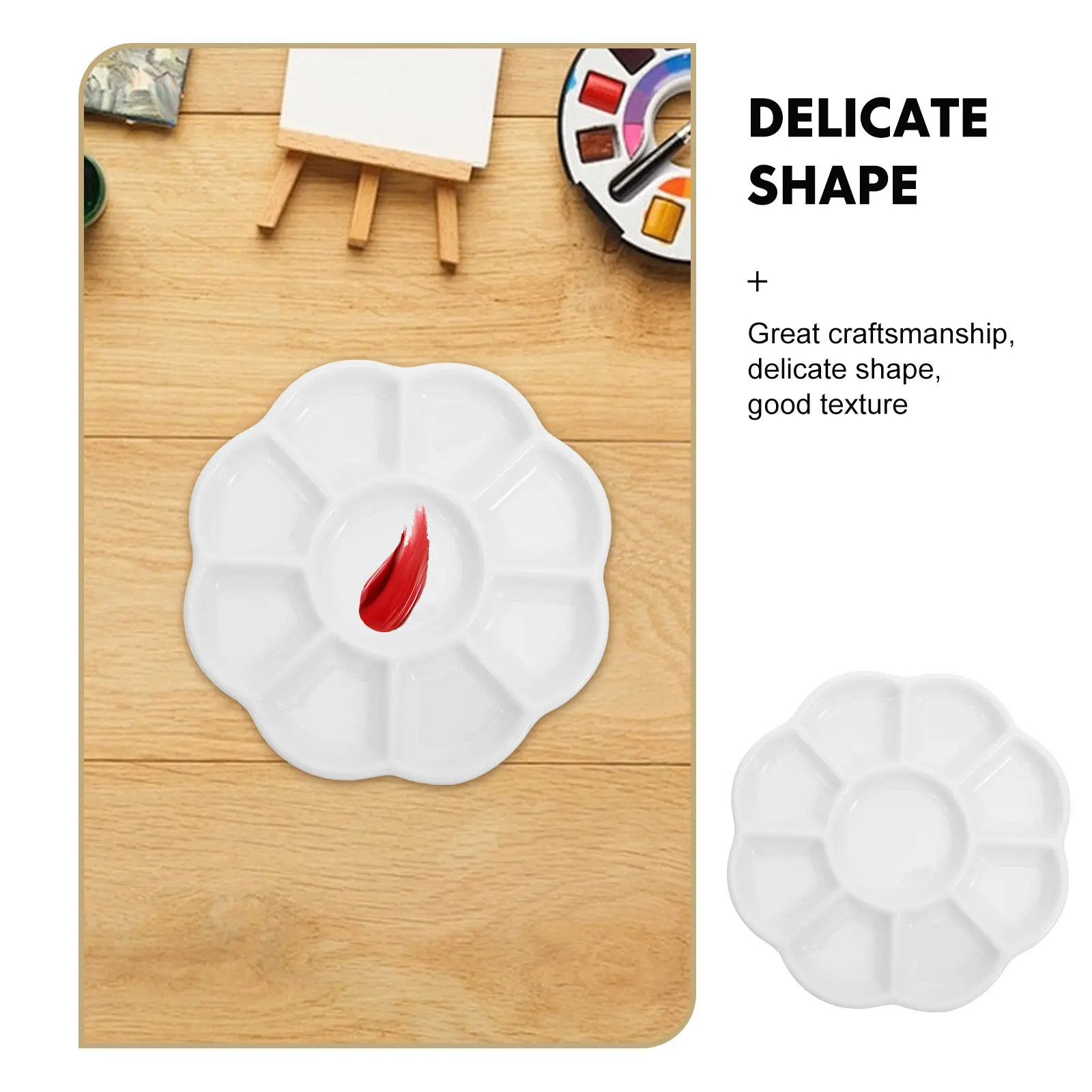 Professional Ceramic Pigment Tray Ergonomic Handheld Design Color Mixing Plate for Watercolor Ink Acrylic Artists Students