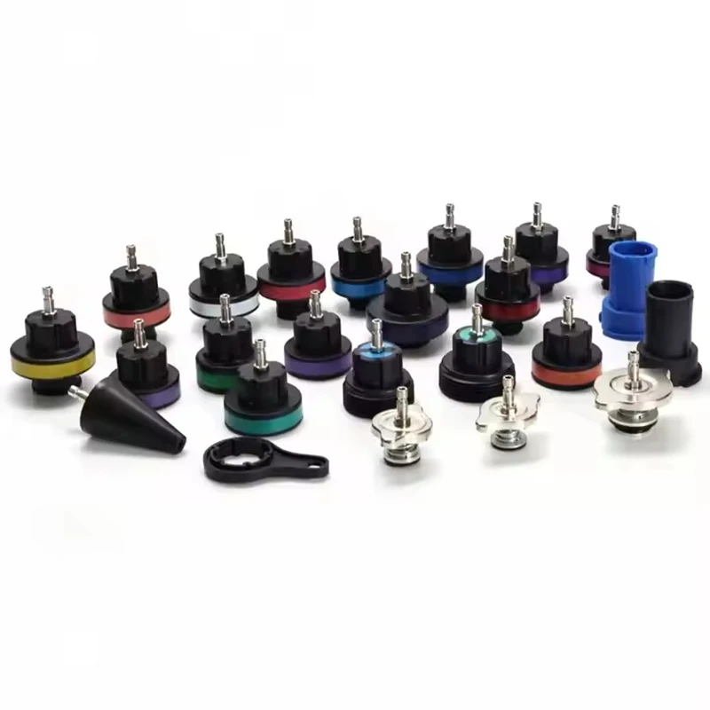 Kit de probador de presión de sistema de refrigeración Universal OEM promocional, herramienta de detección de fugas y recarga de refrigerante, 28 Uds.