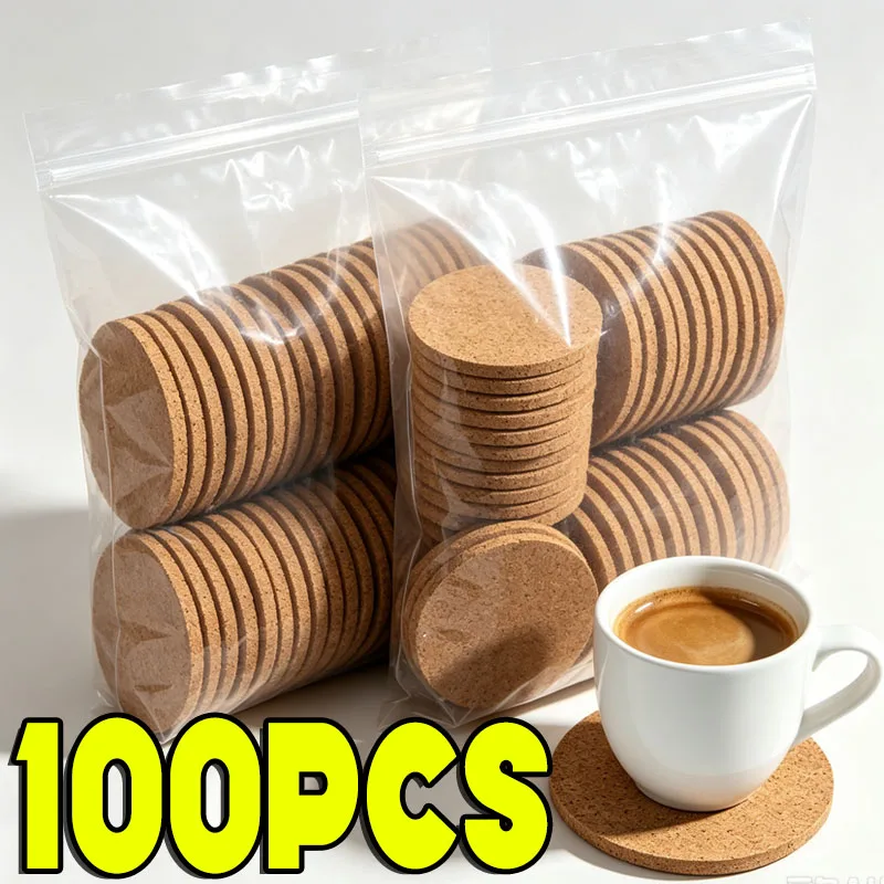 100pcs Blank Cork Rounds for DIY Sublimation Wood Burning Laser Engraving - Absorbent Non-slip Perfect for Test Batches