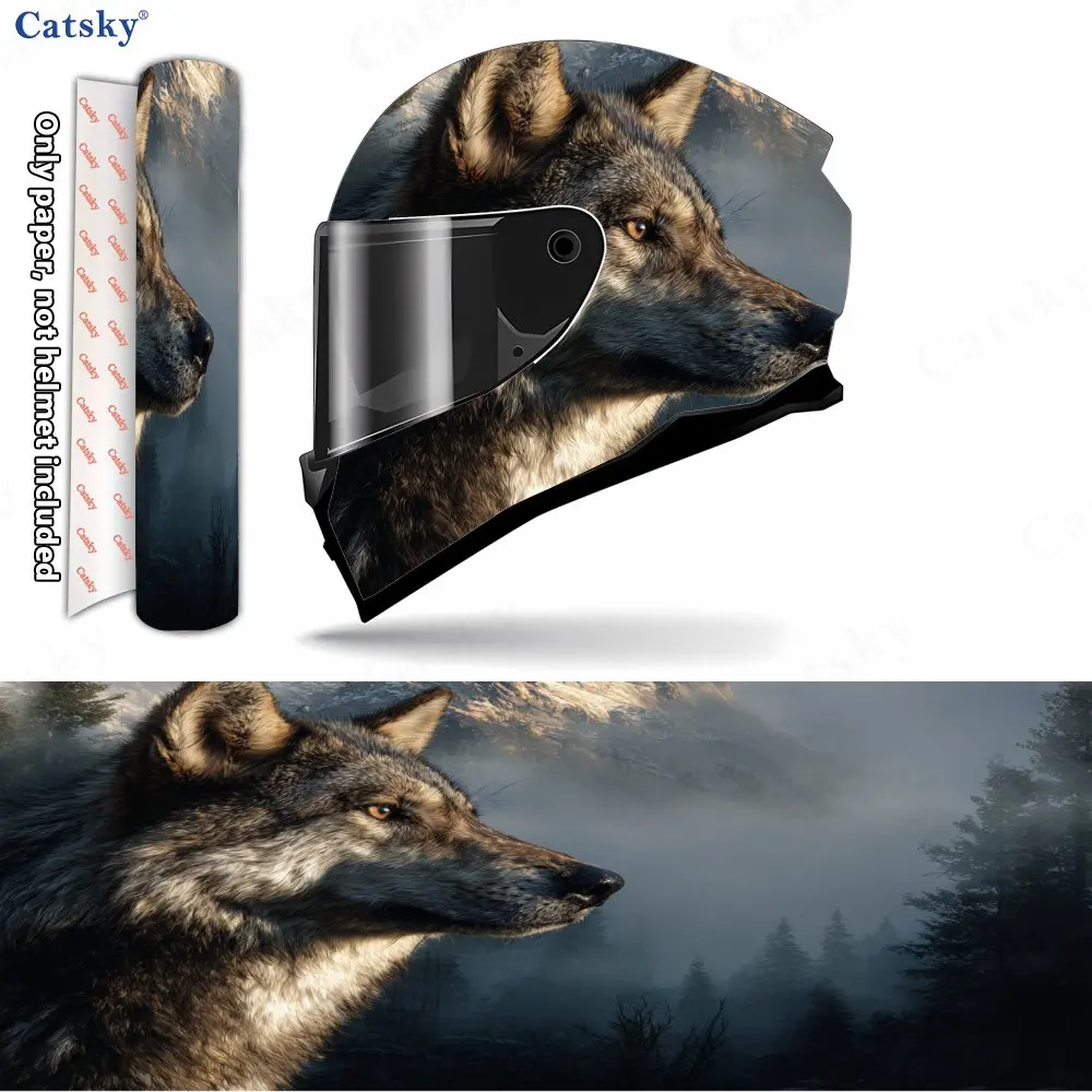 Mountain Forest Lone Wolf Pattern Helmet stickers , PVC Material Multifunctional Helmet Stickers, Scratch-Resistant & Fade-Proof