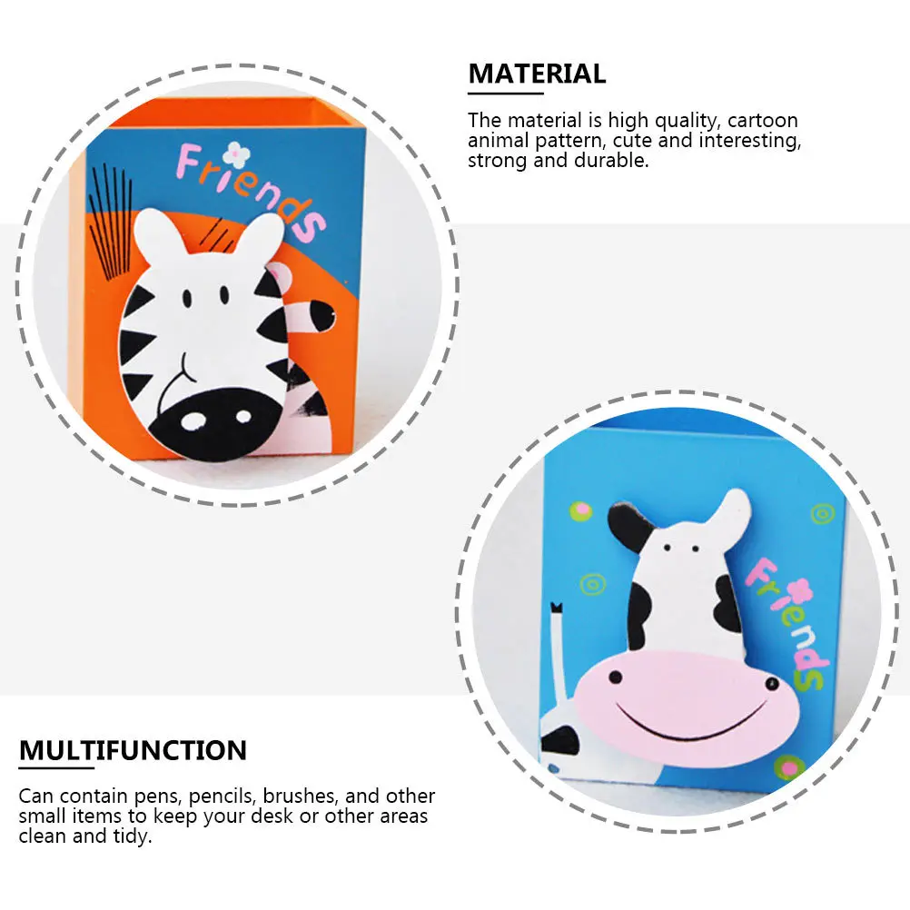

3Pcs Cartoon Animal Pattern Pen Holder Unique Design Non-Fade Colorful Organizer for Office School Supplies Storage Student Gift