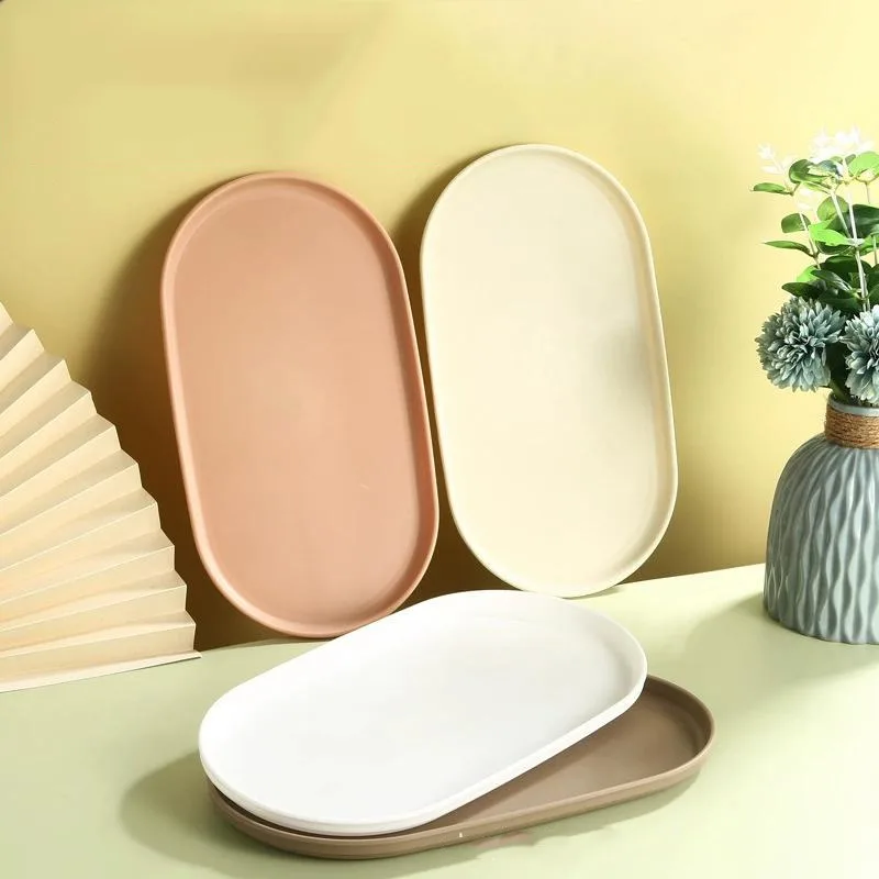 Ovaler Luxus-Essteller, Obstteller, Dessertteller, Dick und Langlebig, Glatte Kanten, Stapelbar, Speisenteller