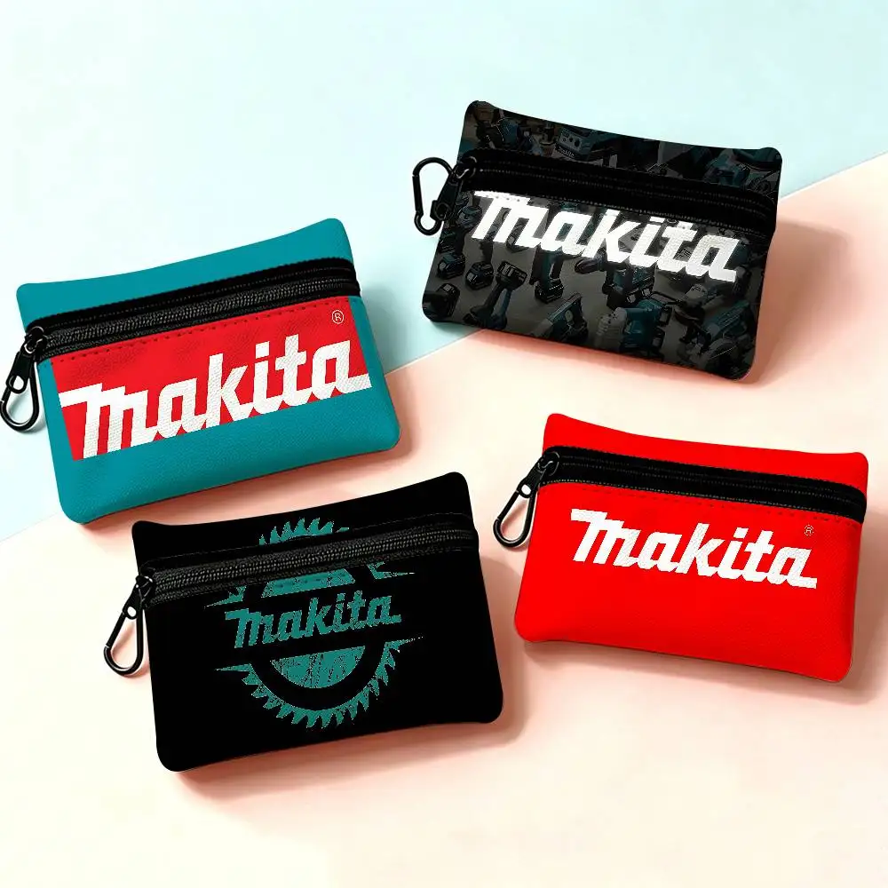 M-Makitas Tool Logo Anti-fade Oxford Cloth Small Zipper Coin Bag Lightweight Hanging Wallet For Coins ID Cards