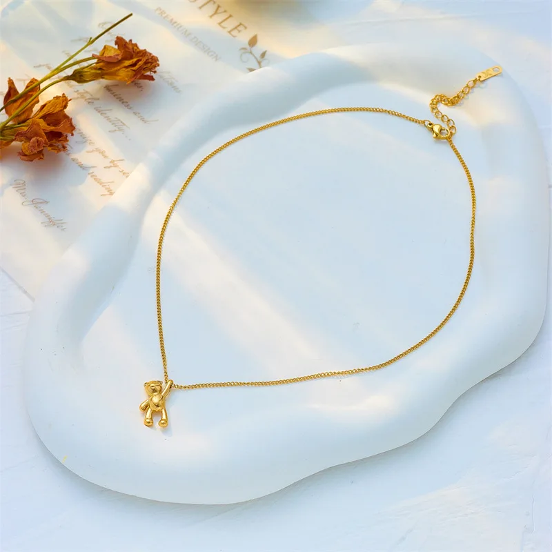 316L Stainless Steel Necklace Bear Pendant Chain Accessories for Women New Trends Christmas Girl Jewelry Gifts Collier XIYANIKE image 4