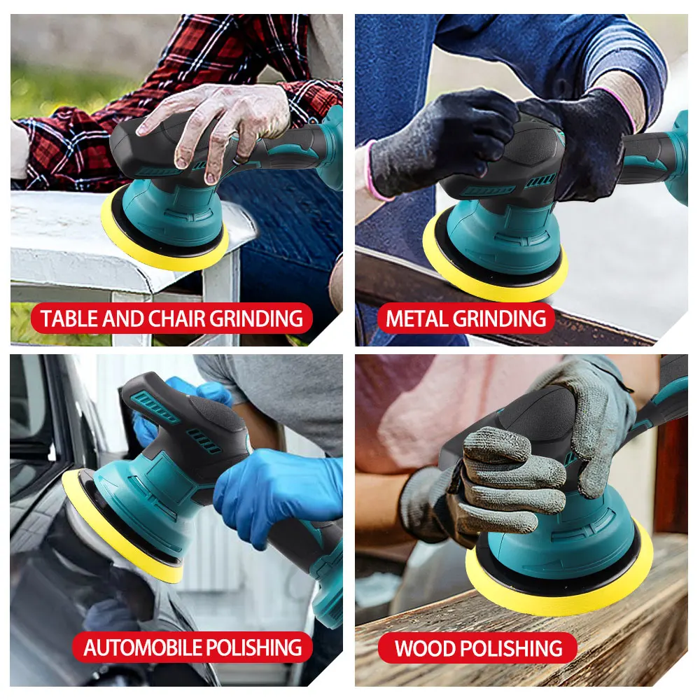 LYUWO 7000RPM Electric Car Polisher 8 Gears Cordless Auto Polishing Wax Machine Car Repair Tools Set For Makita 21V Battery