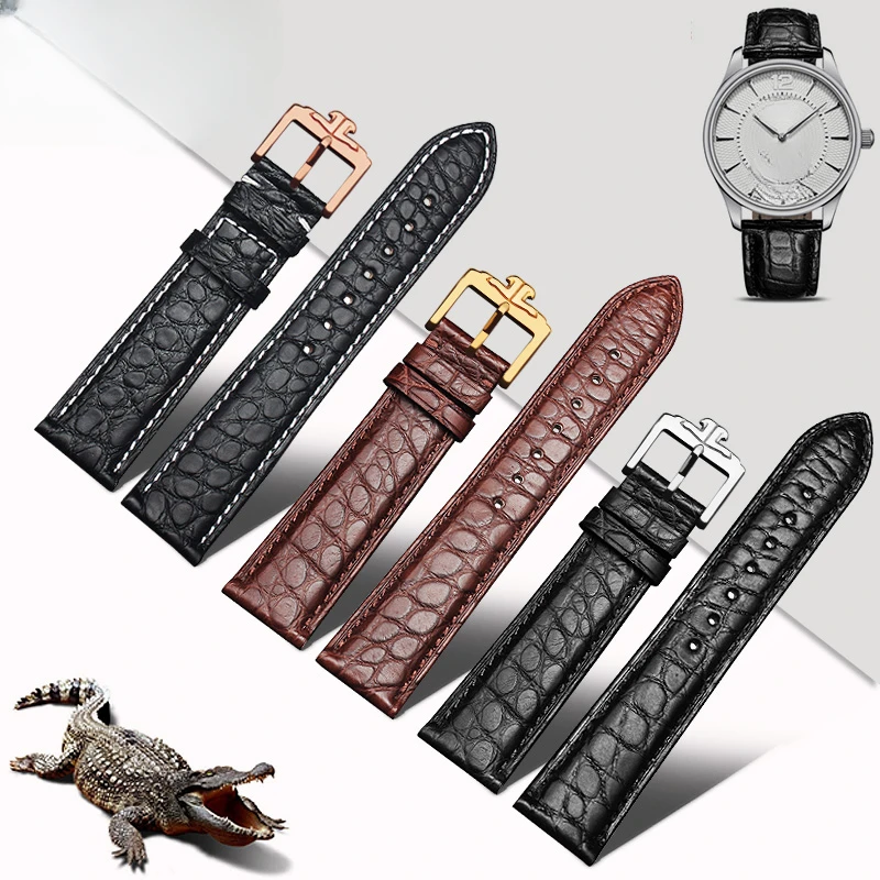 

Alligator Leather Watch Strap forJaeger-LeCoultre Moon Phase Dating Clown Master Pin Buckle Butterfly Buckle 20/21/22mm