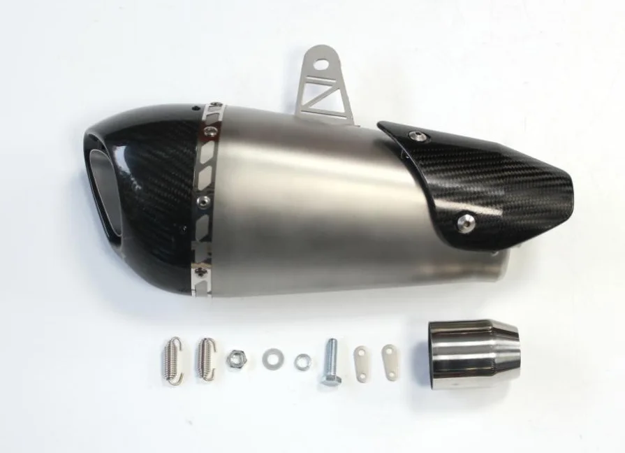 R77 Style Carbon Fiber Performance Motorcycle Exhaust Muffler with Removable Cap Slip-On for Racing Deep Tone Upgrade
