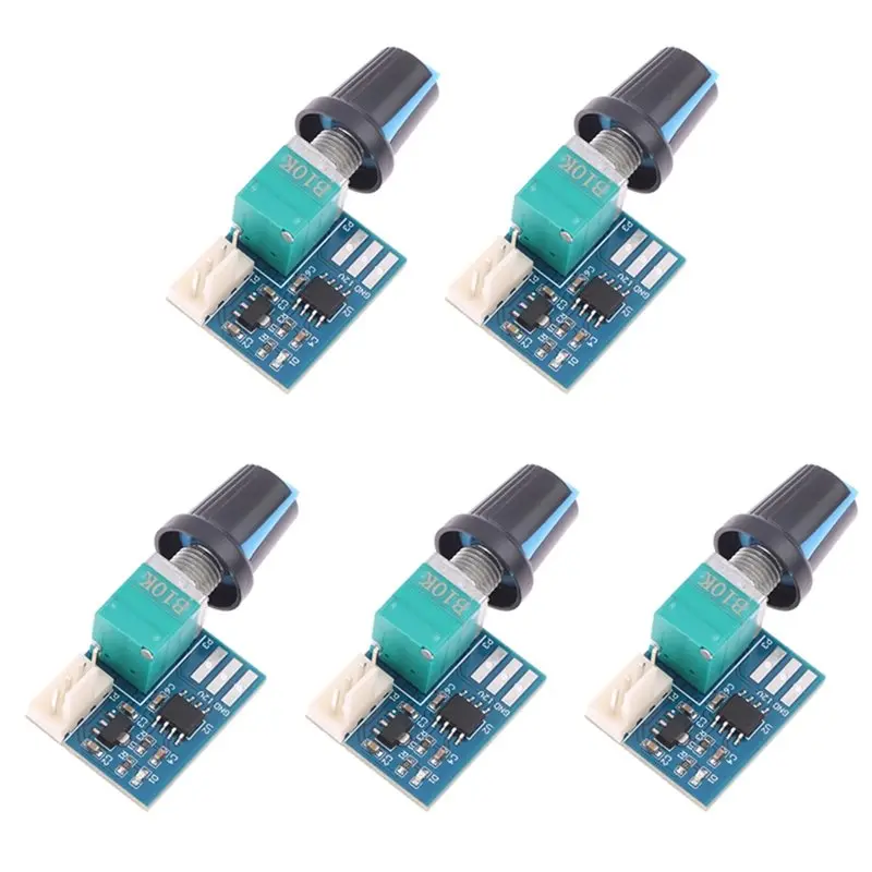 AT82-PWM DC 12V 4Pin Fan Speed Controller 5Pcs Single Channel Motor Control 25KHZ With Rotary Potentiometer