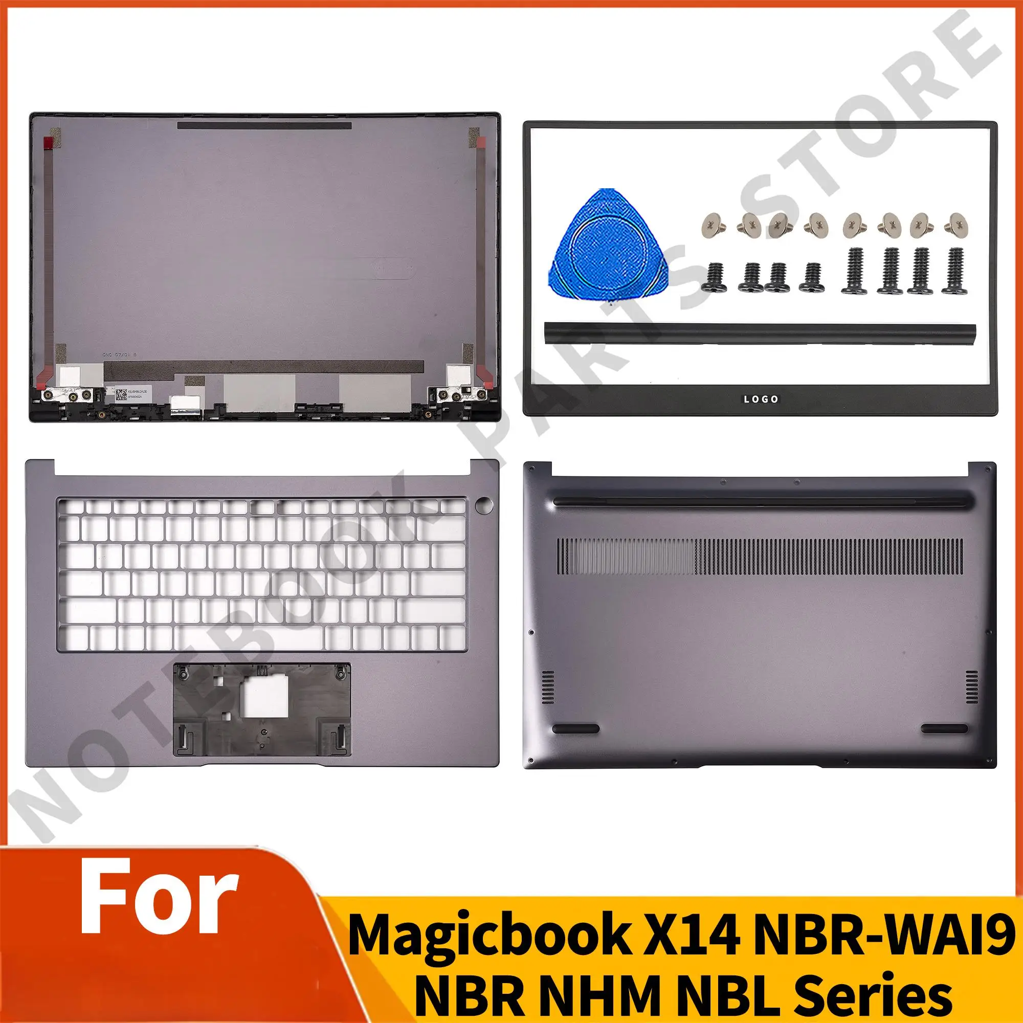 

New Laptop Case For Magicbook X14 NBR-WAI9 NBR NHM NBL LCD Back Cover Palmrest Bottom Hingecover Replacement Gray