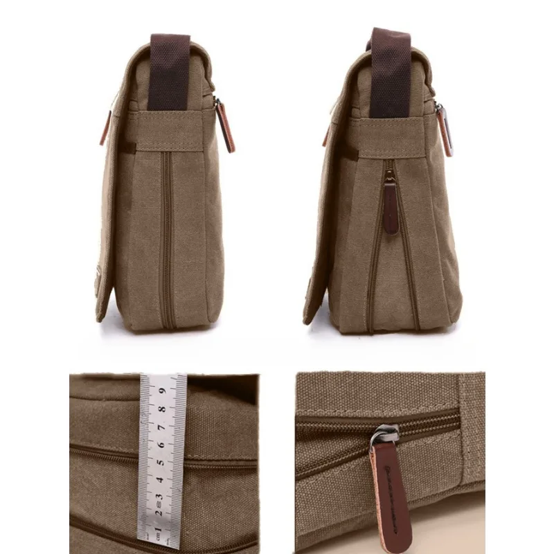1pcs Men's Canvas Crossbody Bag Outdoor Laptop Shoulder Bag Casual Business Briefcase