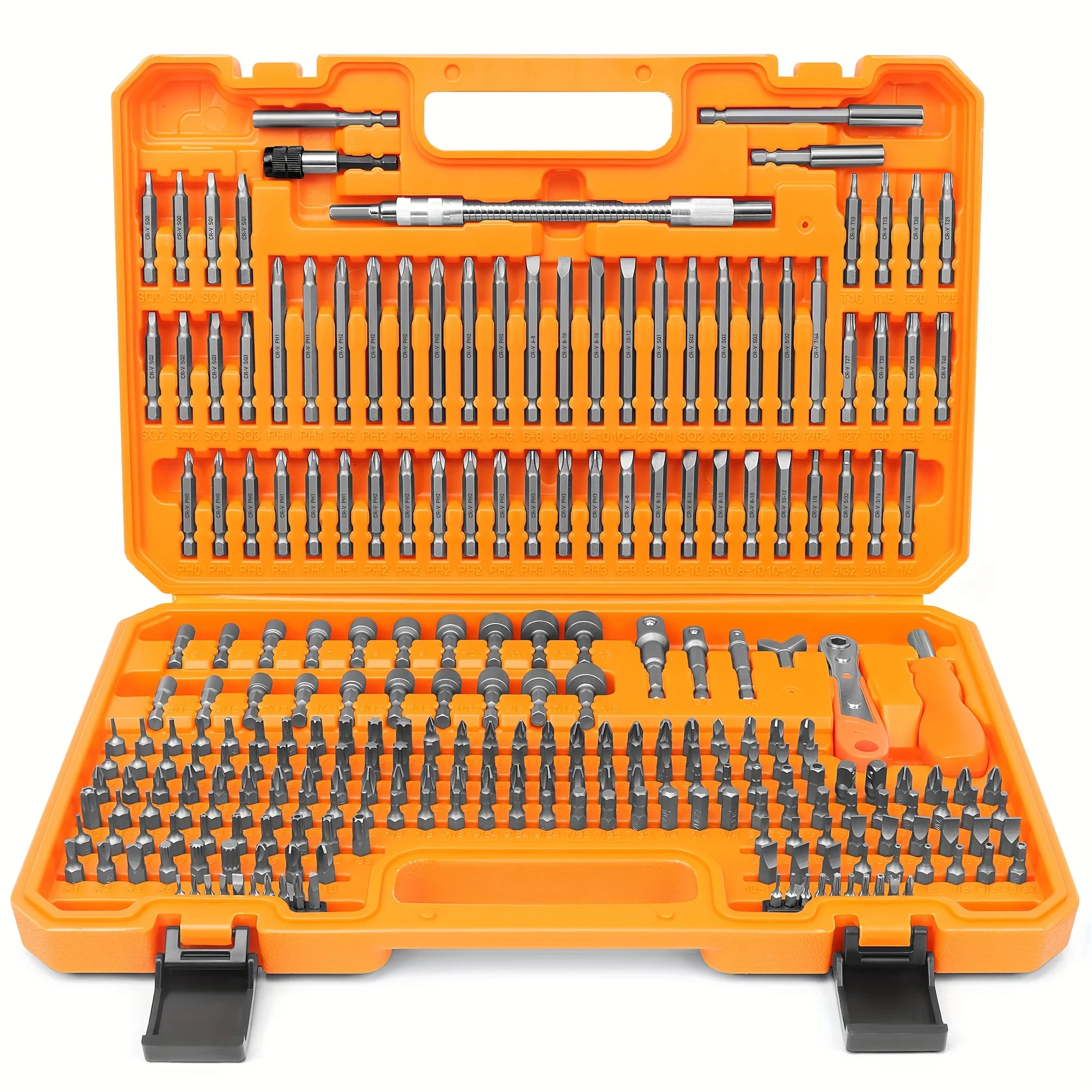 258 Pieces Professional Screwdriver Bit Set Chrome Vanadium Steel Includes Safety Drill Bits Nut Setters And Ratchet Wrench