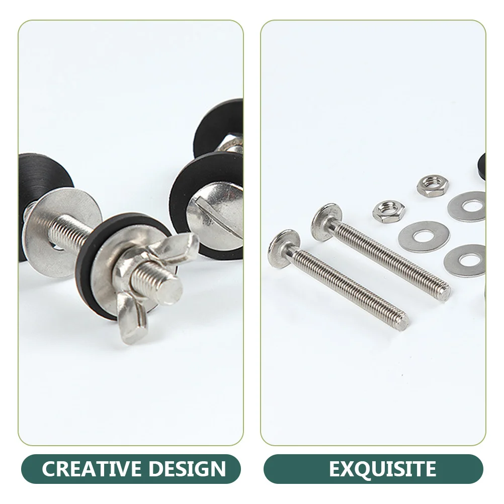 

2 set 2 Sets Bolts Gasket Replacement Kit Tank Bolts Gasket For Toilet Seat Fastening Durable Toilet Connector Hardware Parts