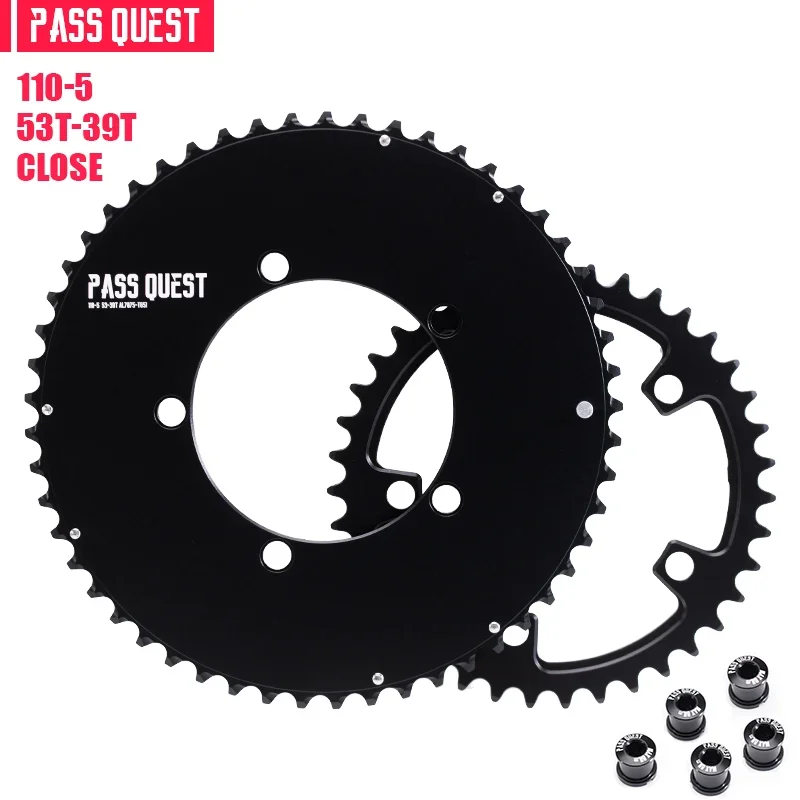 PASS QUEST Dubbel Kettingblad 110bcd 5 bouten 46/33 T 48/35 T 50/34 T 52/36 T 53/39 T 54/40 T Fiets Kettingwiel voor Shimano SRAM Crank