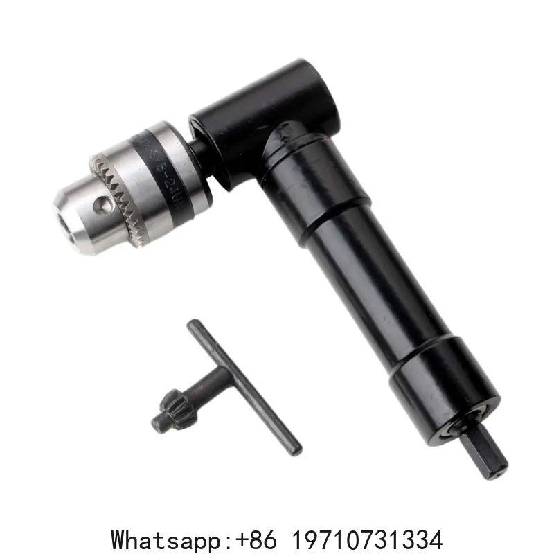 ALLSOME 90 Degree Electric Drill Right Angle Extension Bender Conversion Fitting Three Jaw Chuck Head