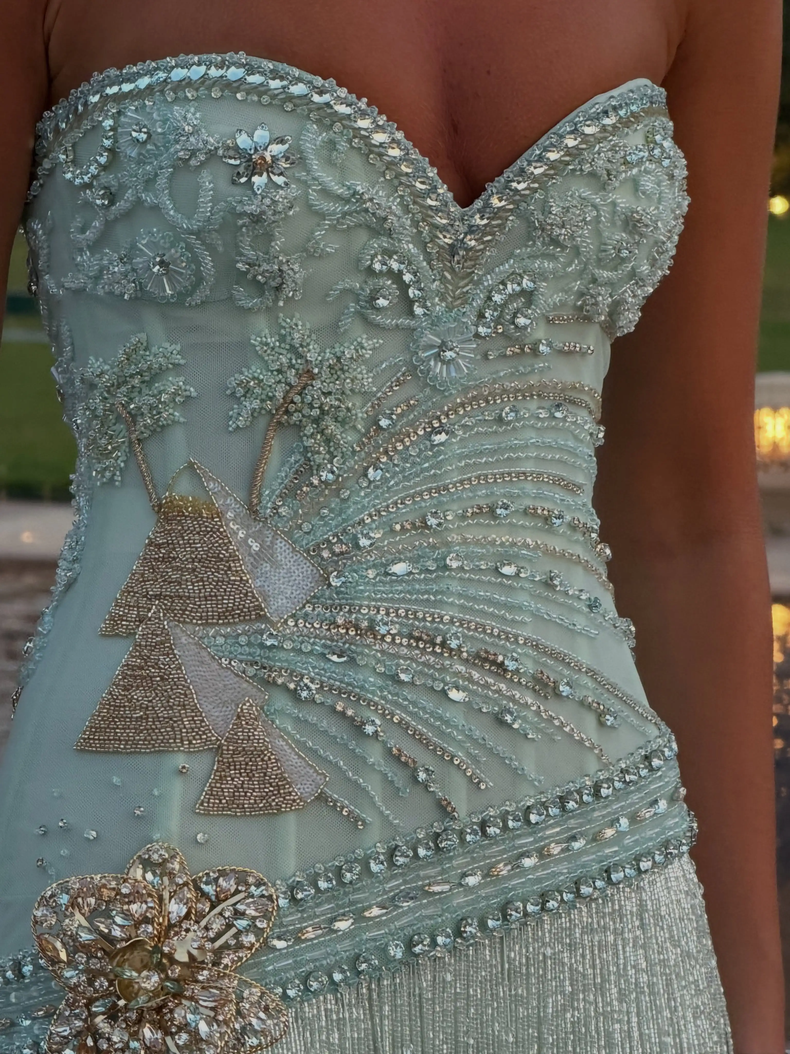 Luxury A-line Sweetheart Neckline Crystal Beaded Tassel Evening Gowns Glamorous Stylish Chiffon Party Dresses image 2