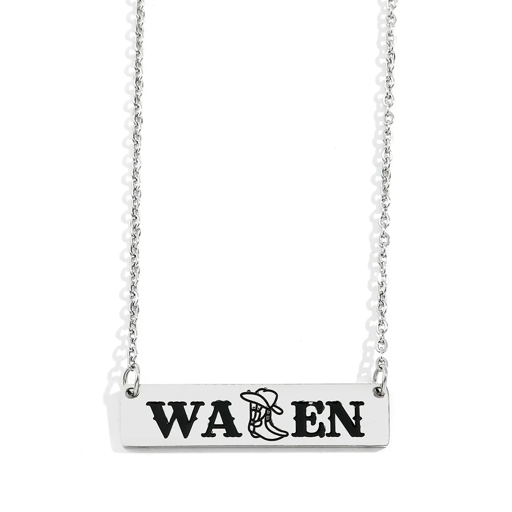 Singer Morgan Wallen Stainless Steel Necklace Wallen Letter Nameplate Pendant Fashion Hip Hop Personality Neck Chain Accessories