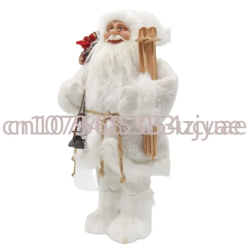 White Standing Christmas Ornaments Standing Doll Santa Claus With Gift Bags Xmas Decoration Supplies For Home