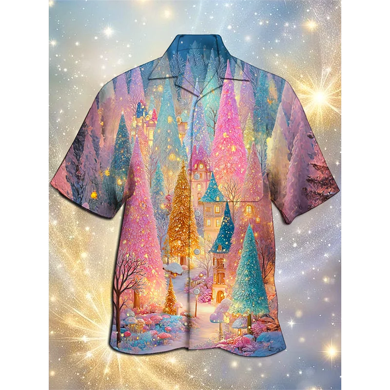 

Colorful Cool Santa Claus Snowman Graphic 3D Print Shirt Men Clothing Merry Christmas Festival Personality Unique Design Shirts