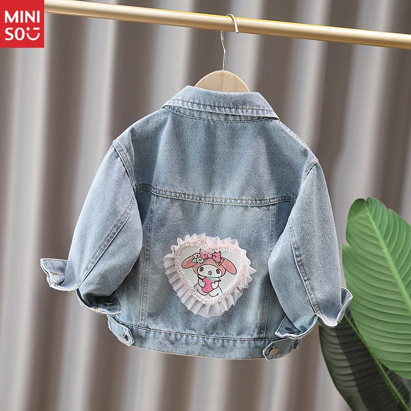 

Miniso 2024, новая джинсовая куртка для девочек, весна-осень, модное детское пальто всех размеров, классическая повседневная верхняя одежда