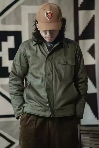 Non Stock USN A-2 Deck Jacket Vintage Workwear Sherpa Lining Field Coat Army Green