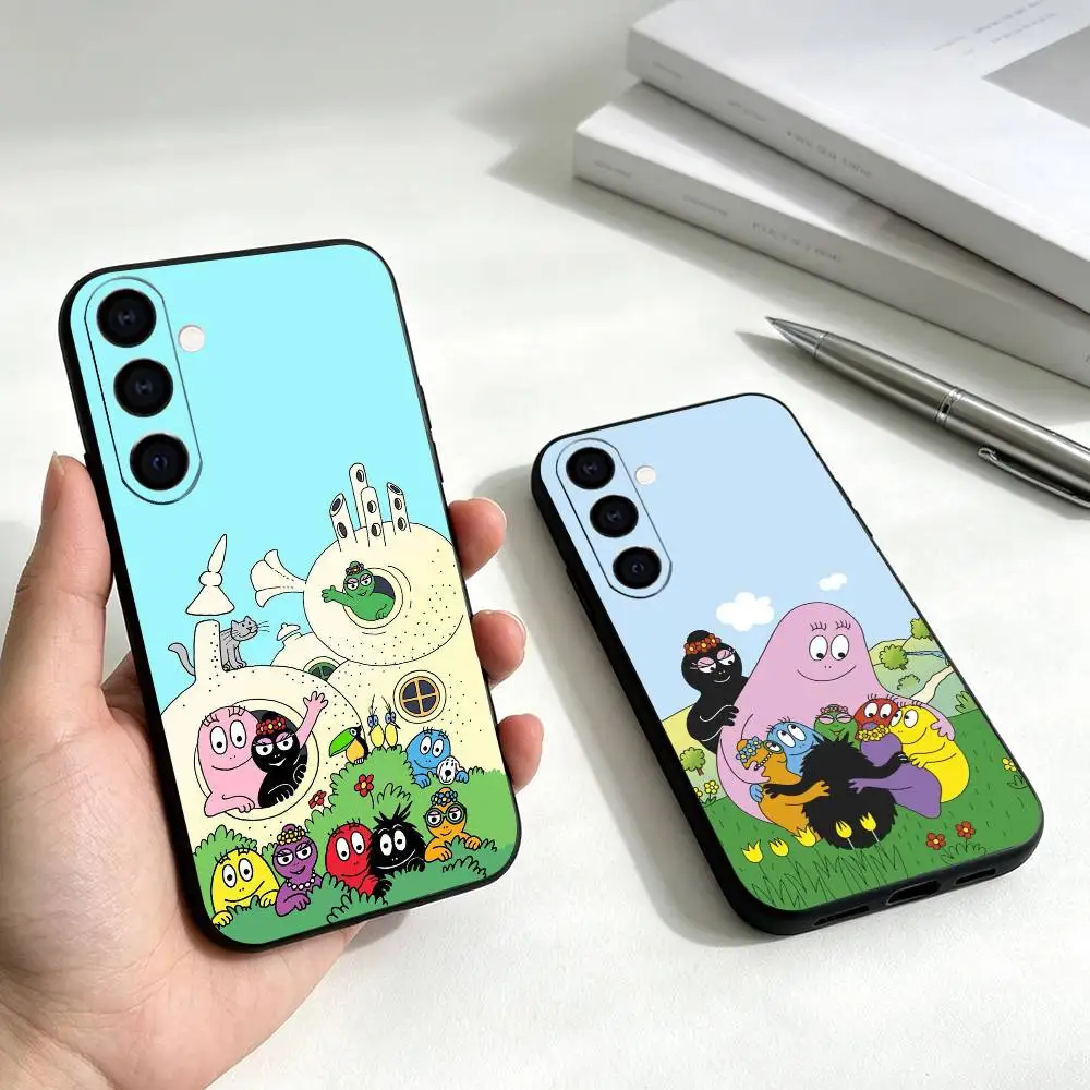 Cute Cartoon Barbapapa Phone Case Black Silicone Soft For Samsung Galaxy A73,A72,A71,A70,A53,A52,A51 Gift