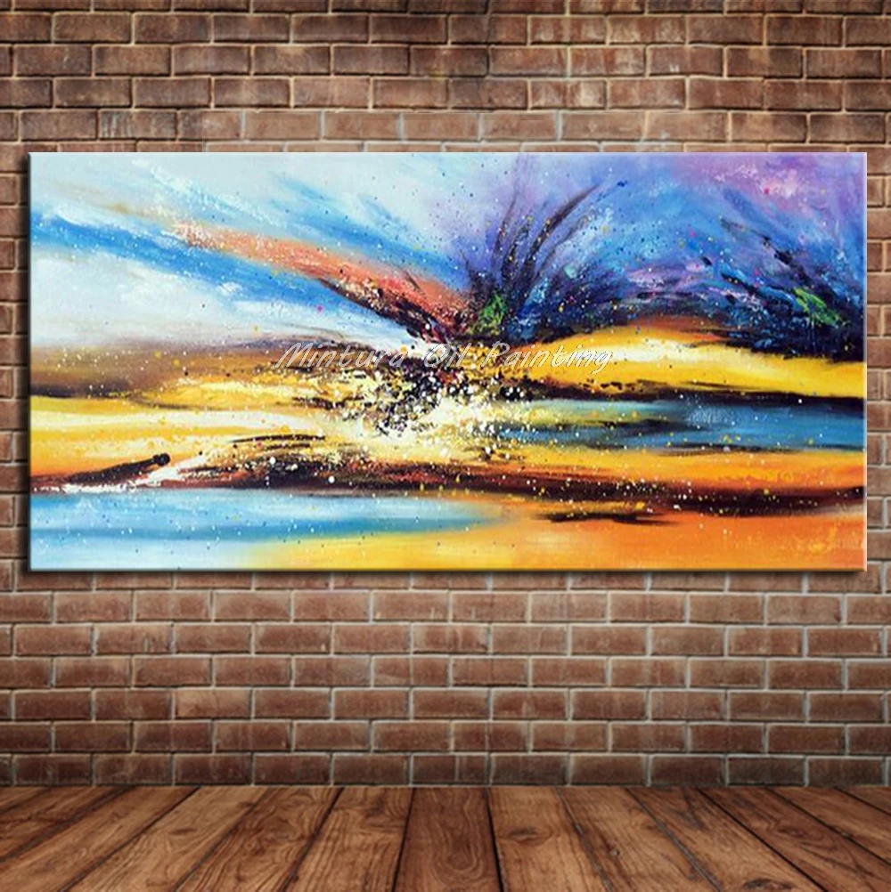 Mintura 100% Handmade Modern  Abstract  Wall Pictures for Living Room Strangely Abstract Art Hand-Painted Oil Painting No Framed