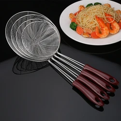 5 Sizes Anti-scalding Stainless Steel Oil Frying Filter Strainer Deep Hot Pot Frying Sieve Scoop Long Colander Noodle Fruit Use