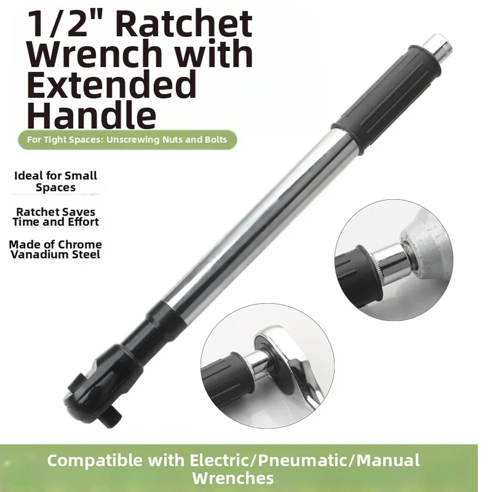 

1pc 1/2 Inch Drive Ratchet Wrench Extended Handle For Electric Pneumatic Manual Wrenches For Automotive Repair