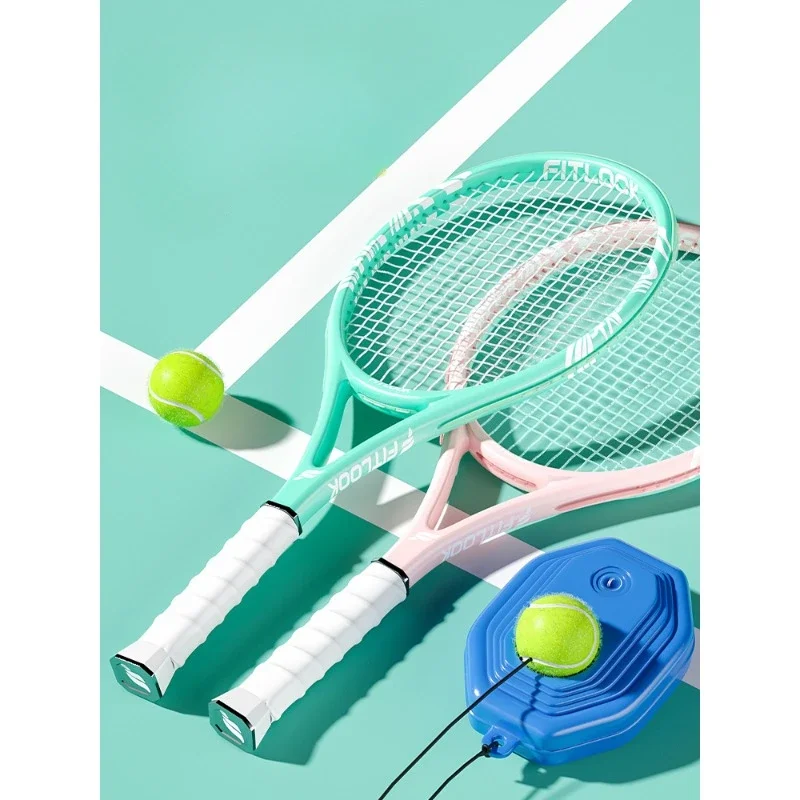 Single Player Tennis Racket with Wire Rebound Carbon, Beginner's Only Racquet, Student and Adult Leisure Sports