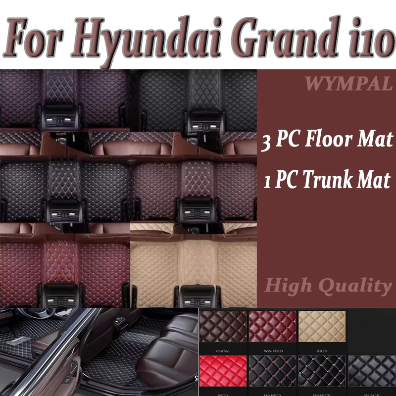 Alfombrilla de lujo para coche Hyundai Grand i10 2020 2021 2022 2023, protege el Interior del vehículo, cuero Artificial personalizado