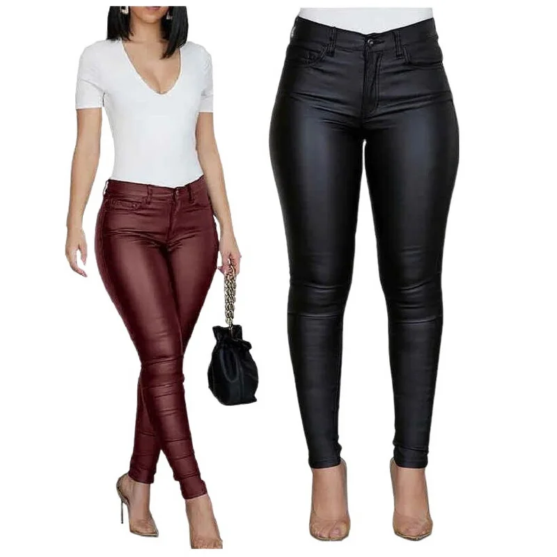 

Women's Leather Skinny Pants Fashion High Waisted Faux Leather Pencil Pants