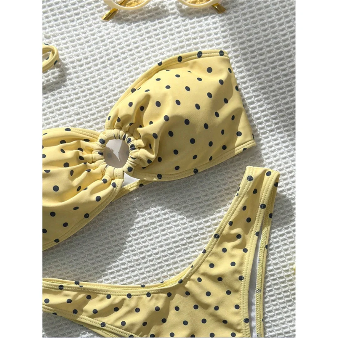 XS - L Polka Dot Bandeau Bikini Women Swimwear Female Swimsuit Two-Pieces Bikini Set Brazilian Bather Bathing Suit Swim V8024 – Detail 5