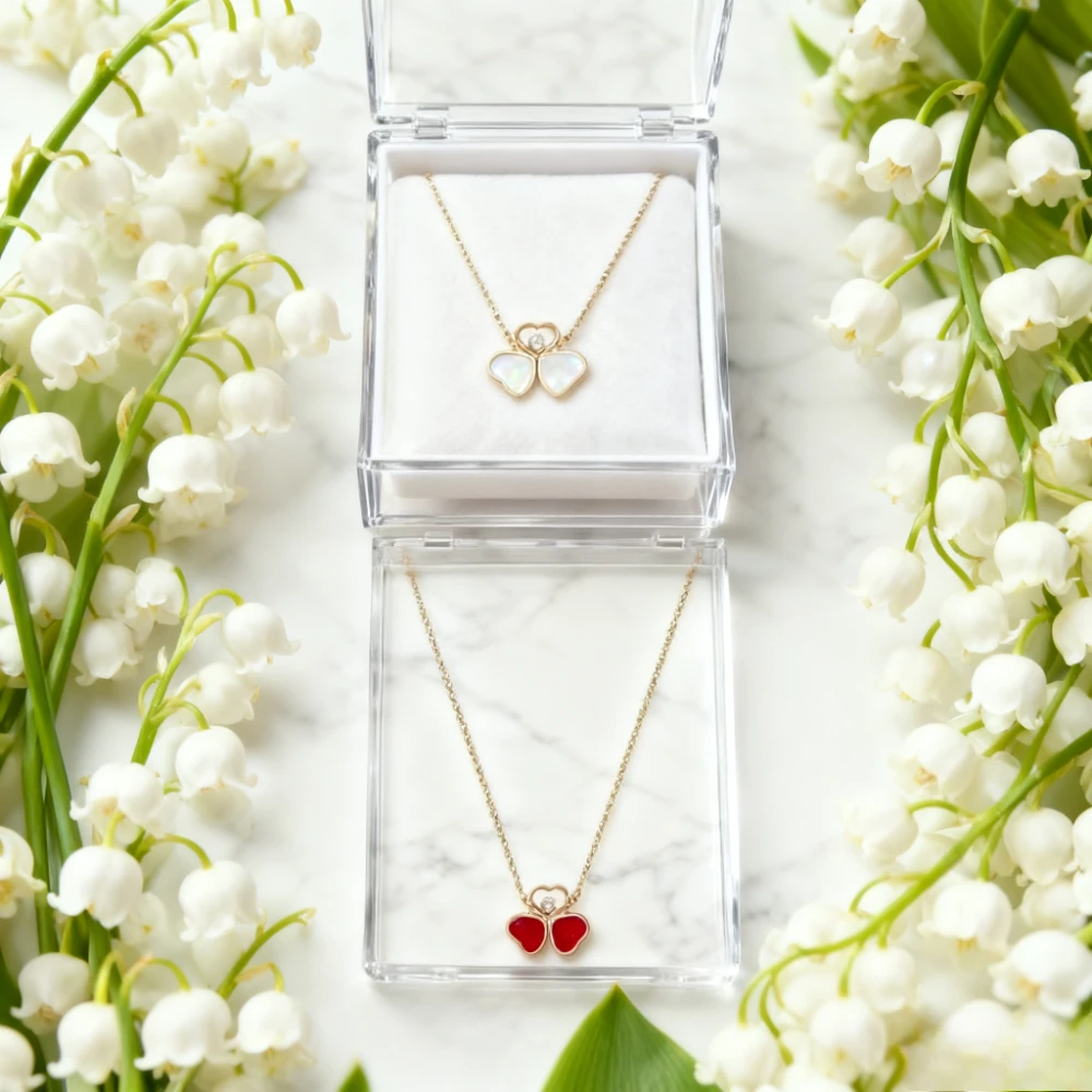 

Fashion Jewelry New Red Agate Love Petal Butterfly Necklace Pendant Simple Style Party Workplace Versatile Jewelry