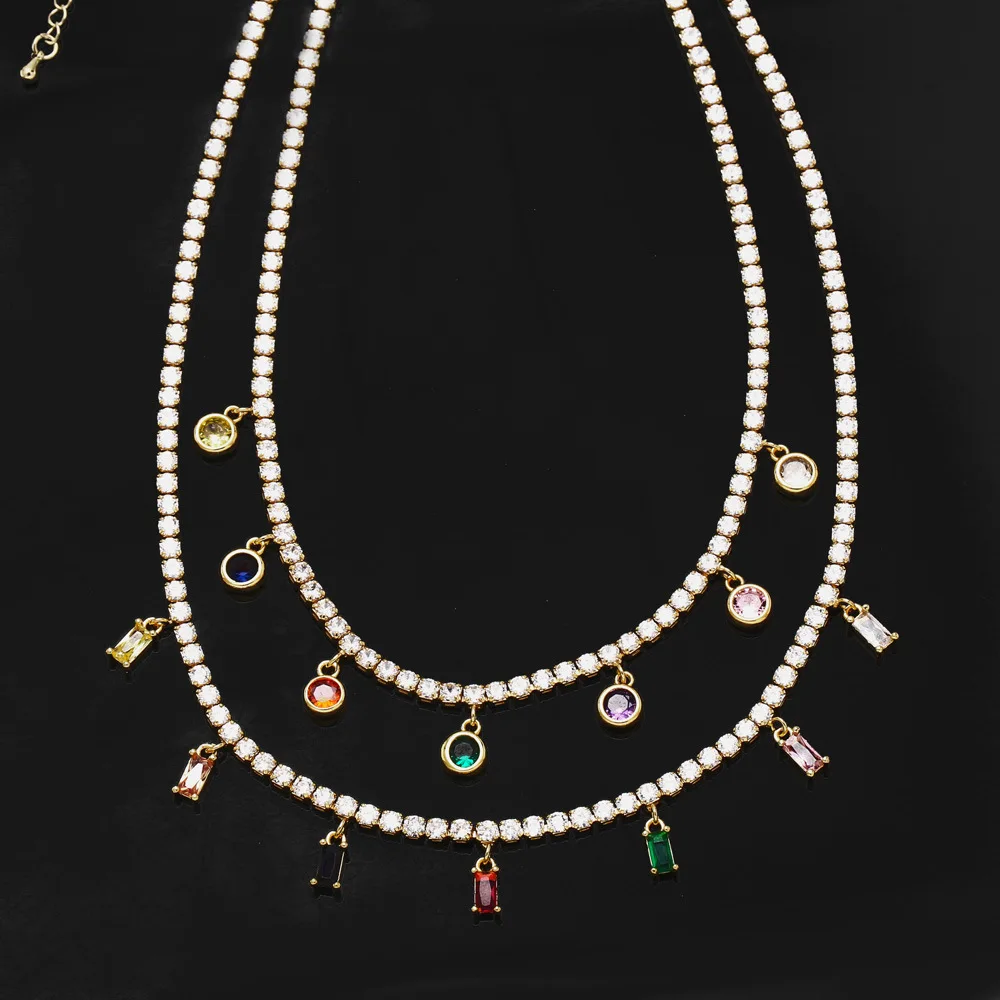 

Fashionable Ocean Style Gemstone Clavicle Necklace Brass 18k PVD Gold-plated Waterproof Jewelry Necklace 2024 New