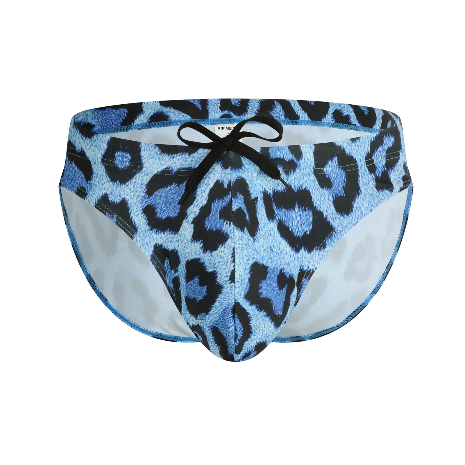 Men's Swimwear Leopard Printed Lace Up Swimming Trunks Elastic Low Rise Bulge Pouch Sexy Swim Briefs Man Bathing Shorts Swimsuit