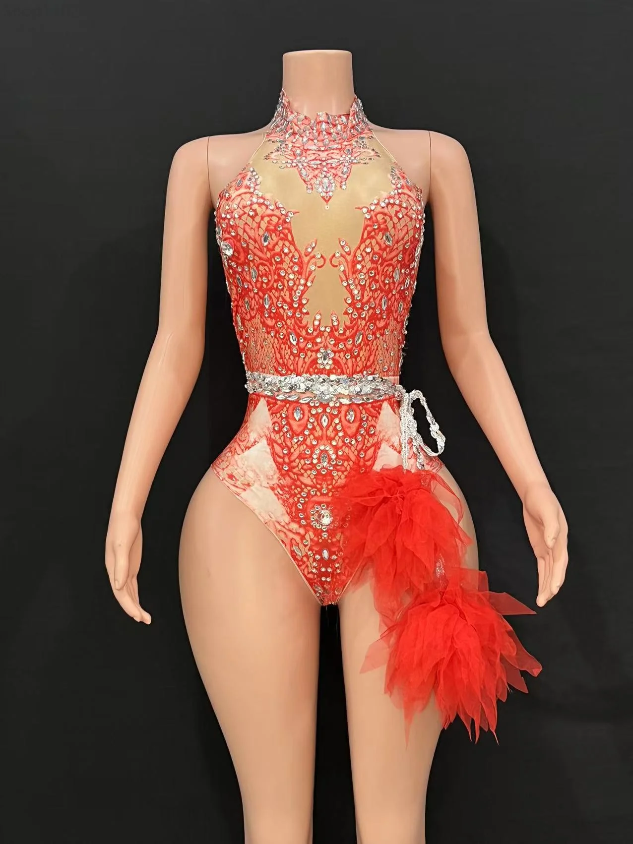 

Halter-neck Multi-colored Candy Skirt Dance Group Women's Party Tutu Skirt Bar Dance Party Women's Club Nightclub Sexy Bodysuit